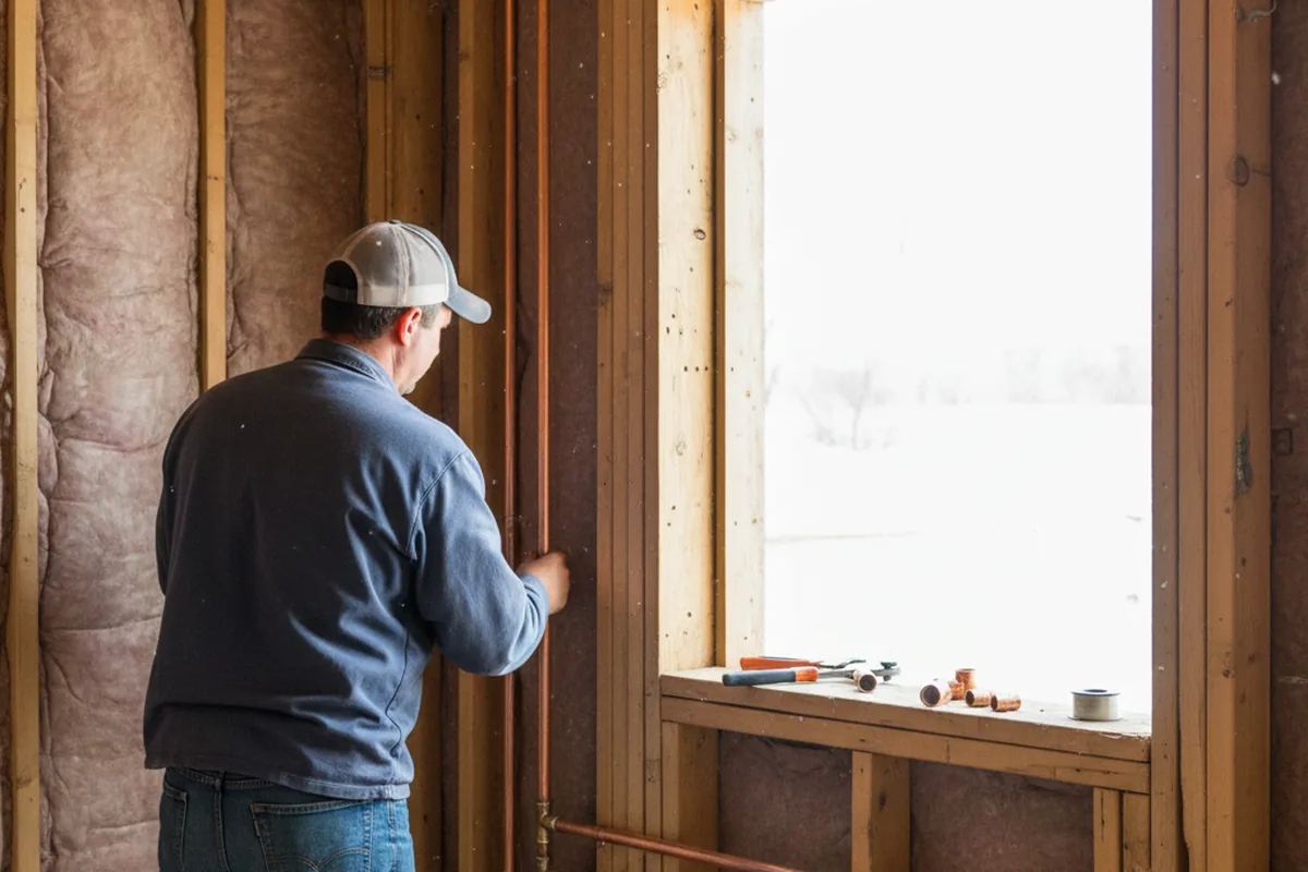 Licensed plumber running new copper supply lines in a Franklin Square home